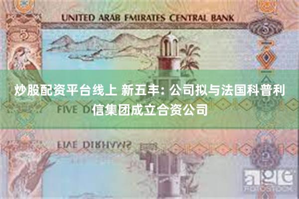 炒股配资平台线上 新五丰: 公司拟与法国科普利信集团成立合资公司